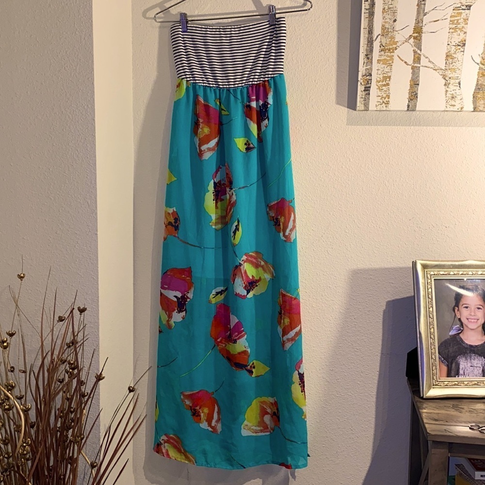 Xhilaration long flowy floral dress tube top Small​​